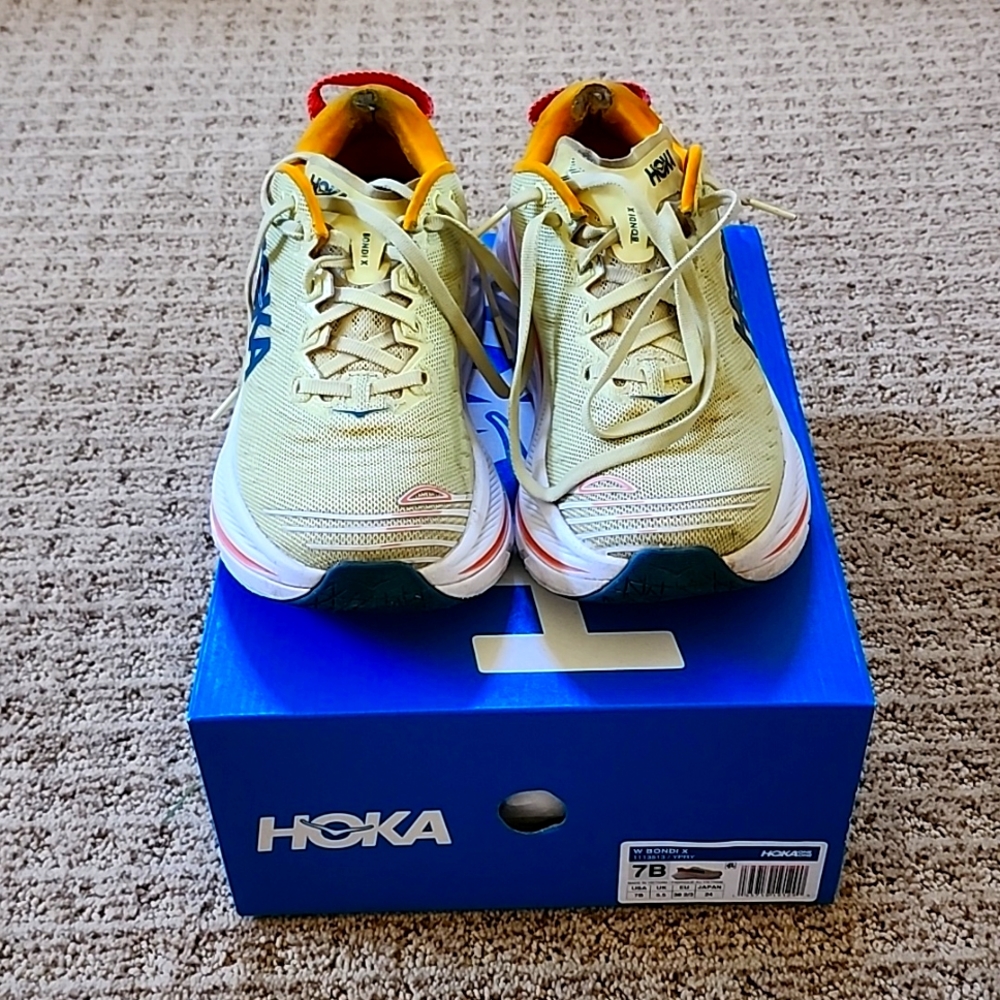 Hoka X One One Yellow and Blue Athletic Shoes